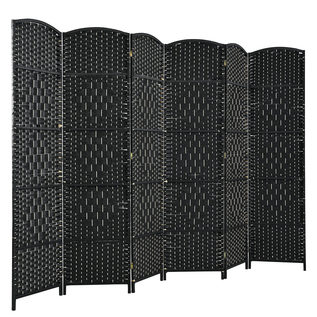 Giantex 6 Panel 6 Ft Tall Room Divider, Freestanding Wood Partition Room Dividers (Black/Brown) - Giantexus