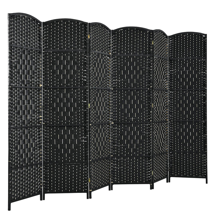 Giantex 6 Panel 6 Ft Tall Room Divider, Freestanding Wood Partition Room Dividers (Black/Brown) - Giantexus