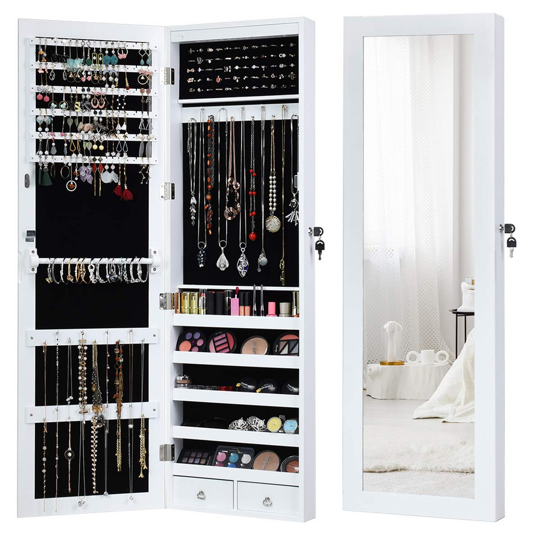 Giantex 15 LEDs Mirror Jewelry Armoire
