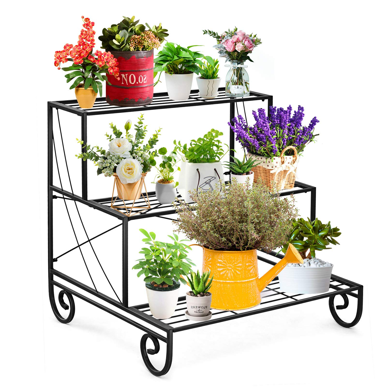 Giantex 3 Tier Metal Plant Stand, Stair Style Flower Pot Holder