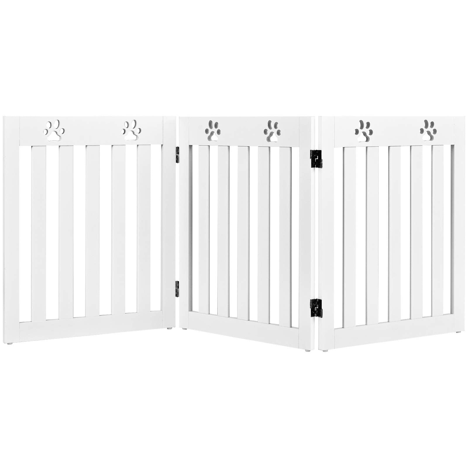 Giantex Wooden Freestanding Pet Gate, 3 Panel-24 inch Height Step Over Fence