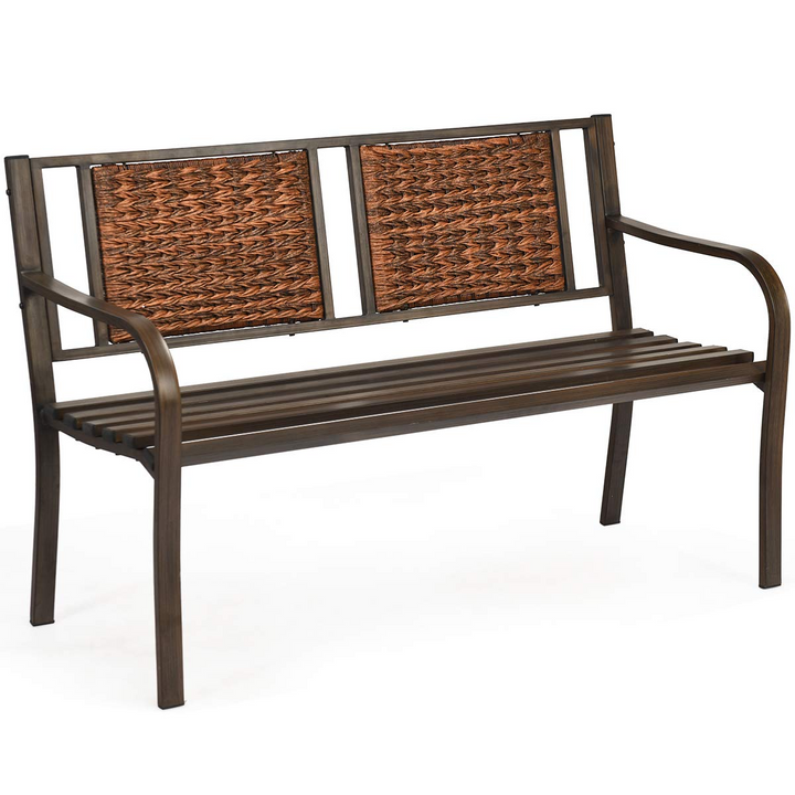 Giantex Patio Garden Bench Heavy-Duty Ergonomic Loveseat W/Powder Coated Steel Frame