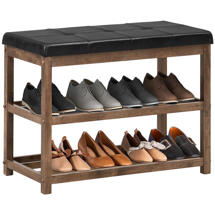 Giantex Shoe Bench, Wood Shoe Rack Bench with Cushion Seat