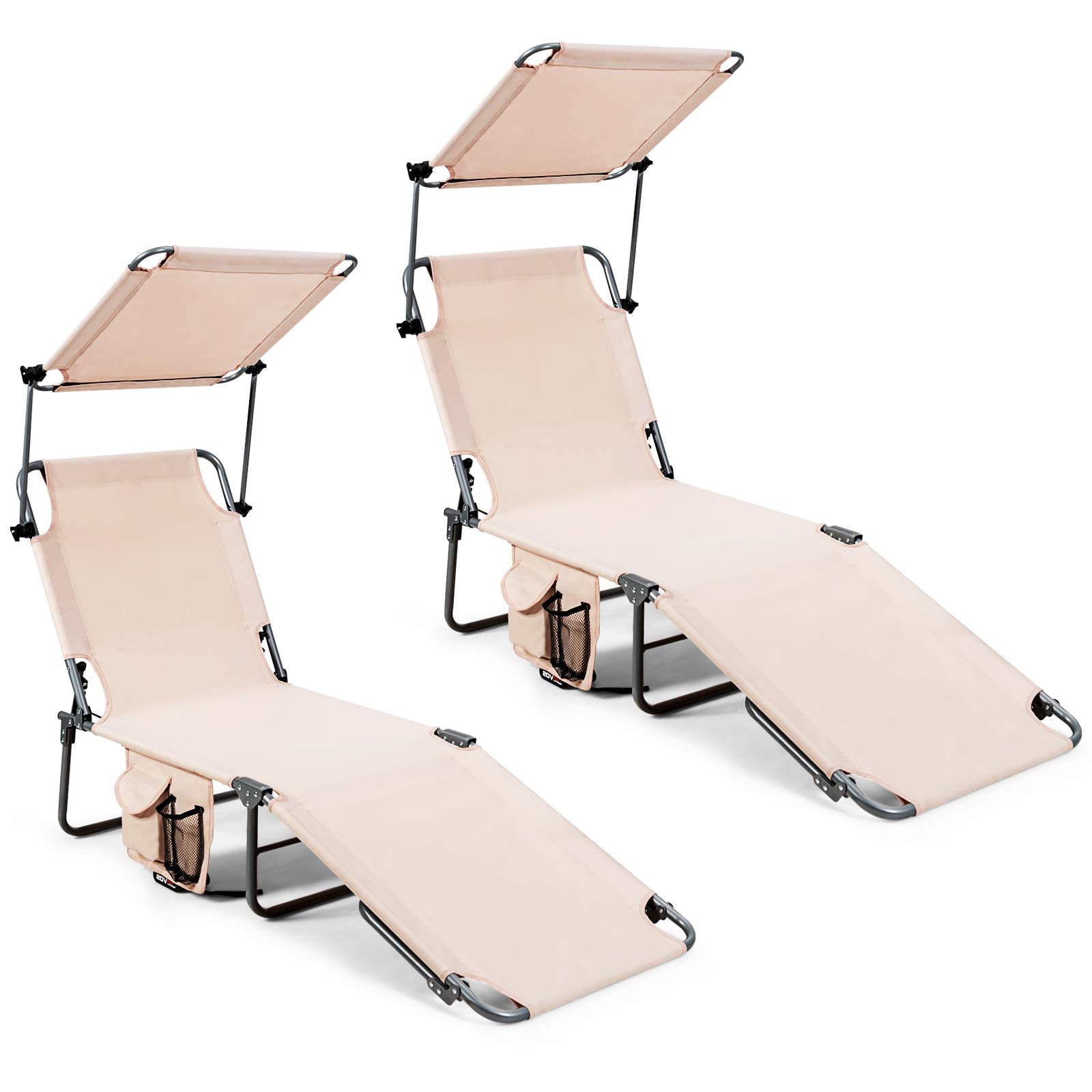 Giantex Lounge Chaise Chair Position and Shade Adjustable W/Canopy and Storage Pocket