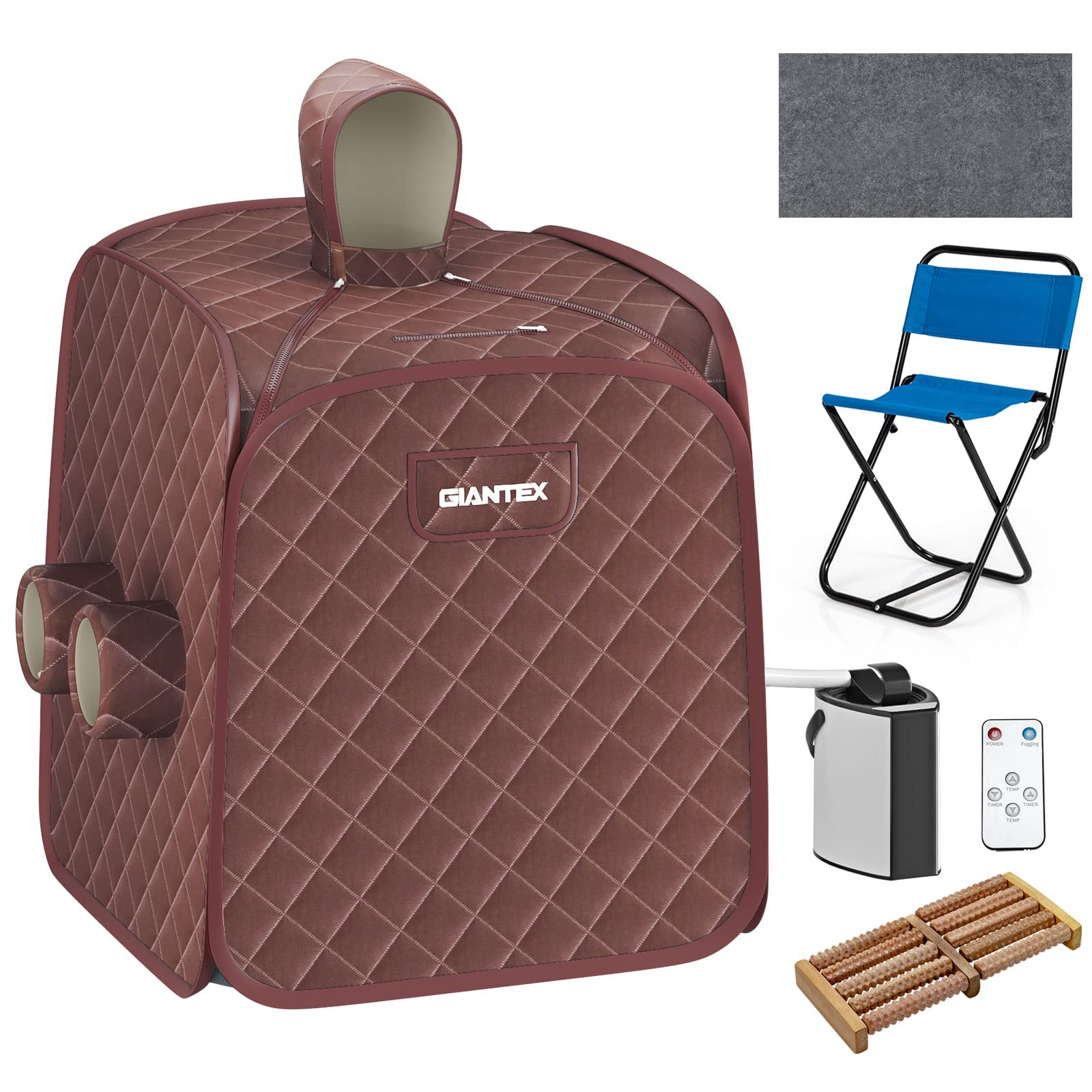 Giantex Portable Folding Sauna, 1 or 2 Person Steam Spa with Remote Control
