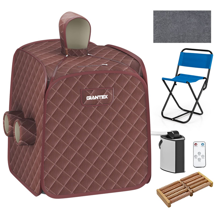 Giantex Portable Folding Sauna, 1 or 2 Person Steam Spa with Remote Control