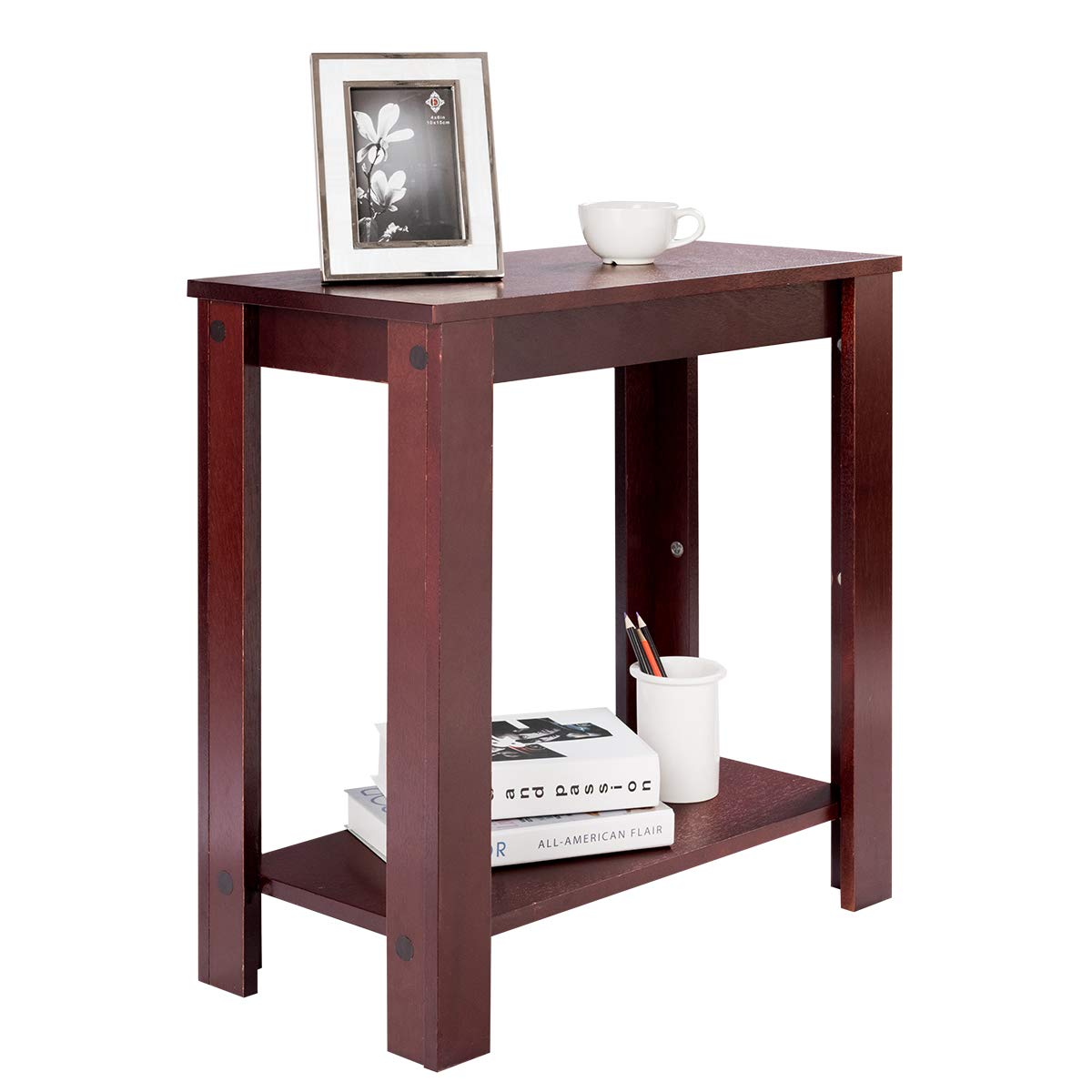 Giantex Chairside Table Nightstand W/Shelf Telephone Table Coffee Bedside Sofa Table