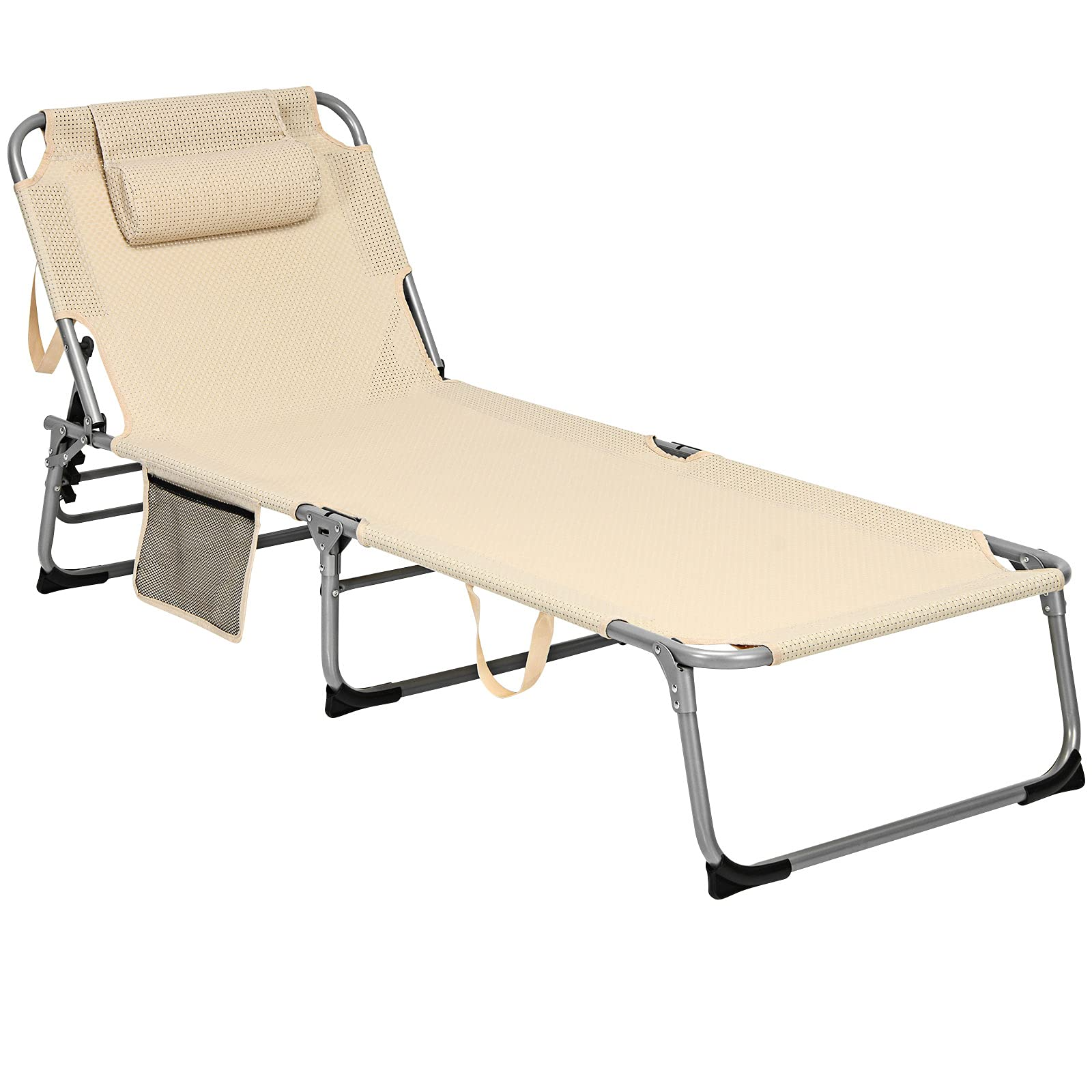 Giantex Lounge Chair Chaise Lounger, Beach Recliner with Mattress