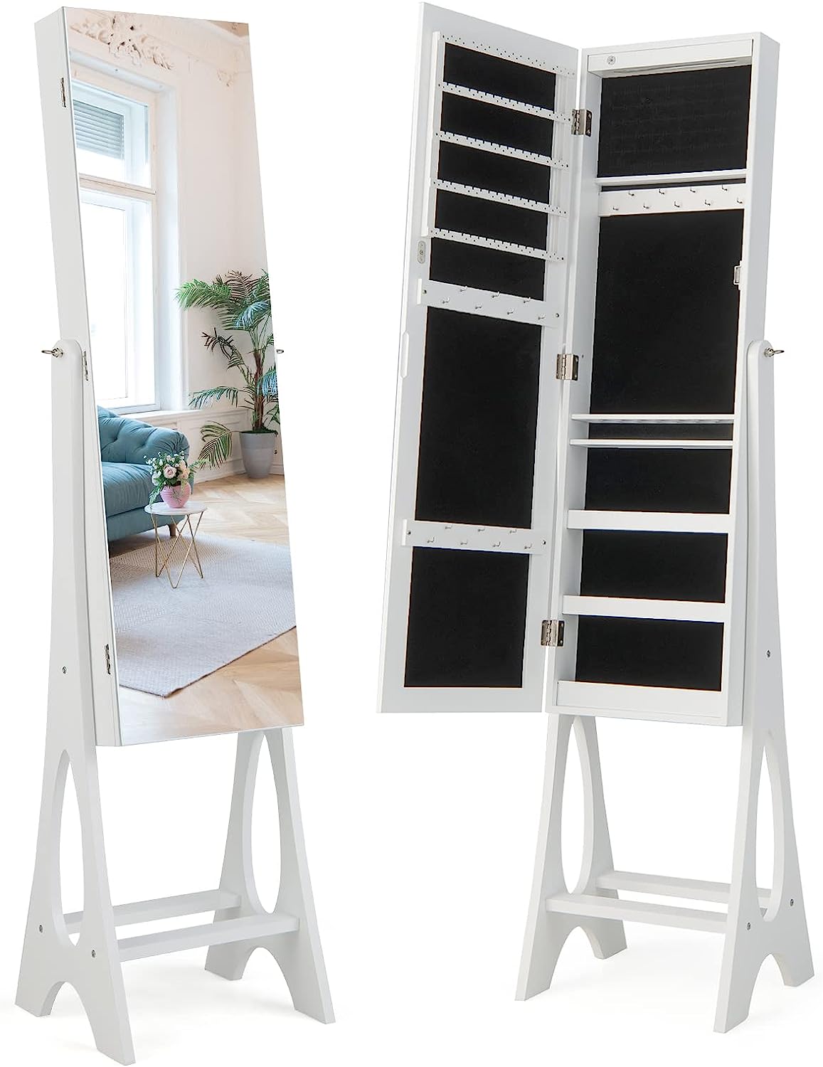 12 LEDs Jewelry Armoire Cabinet with Full-length Mirror - Giantex