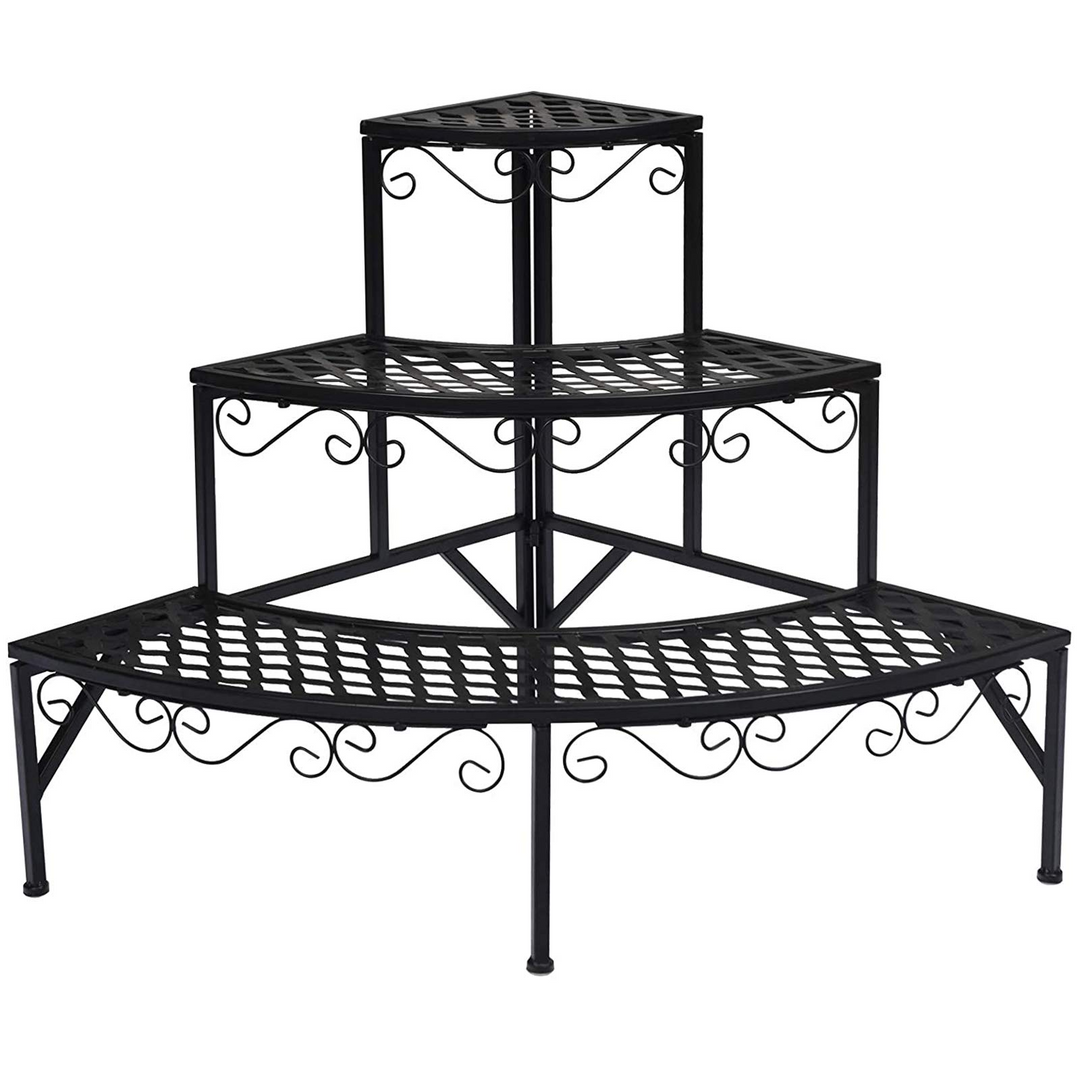 corner plant rack Giantex Corner Plant Stand, 3 Tier Metal Flower Holder, Ladder Potted – Giantexus