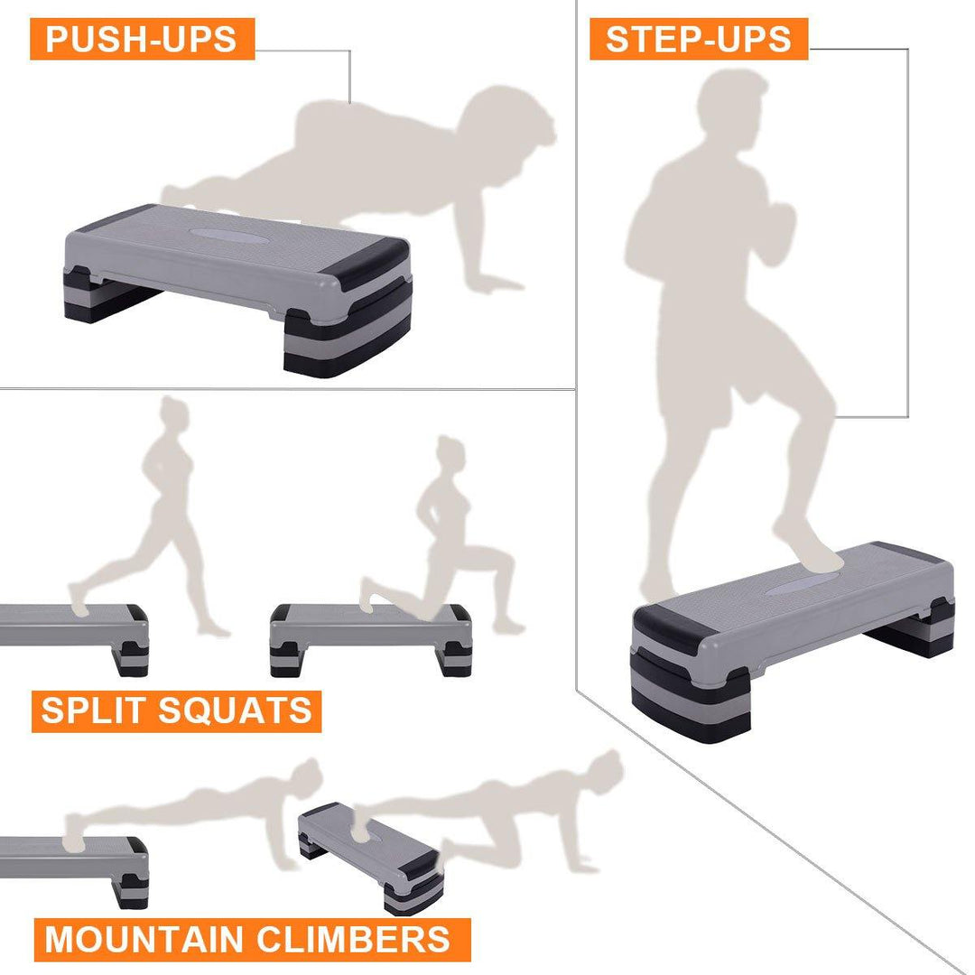 Giantex 35" Aerobic Step, Non-Slip Surface, Height-Adjustable 6" - 8" - 10" Step Aerobics Platform - Giantexus