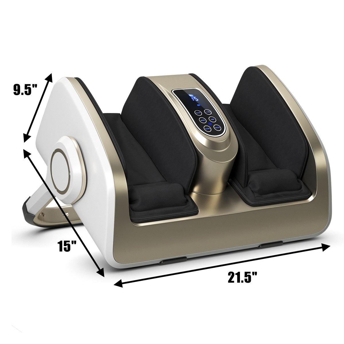 Giantex Shiatsu Foot Massager, Deep Kneading&Air Compression for Foot Calf Leg Arm, Heat and Vibration (White) - Giantexus