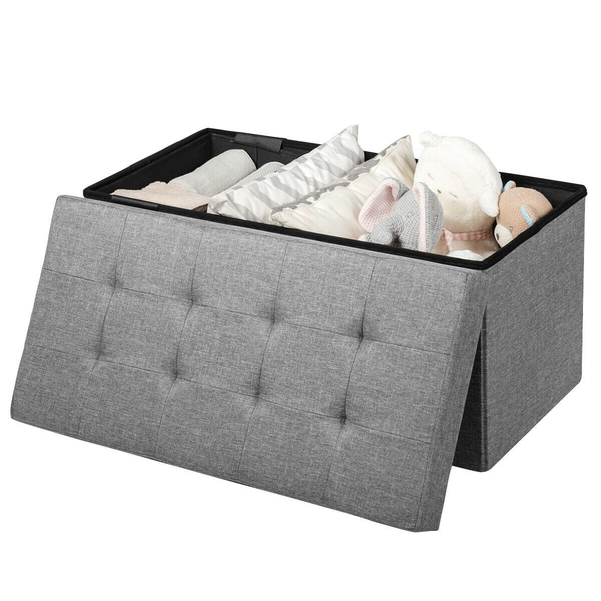 Storage Ottoman Footrest 31.5 Inch Fold-able Toy Organizers