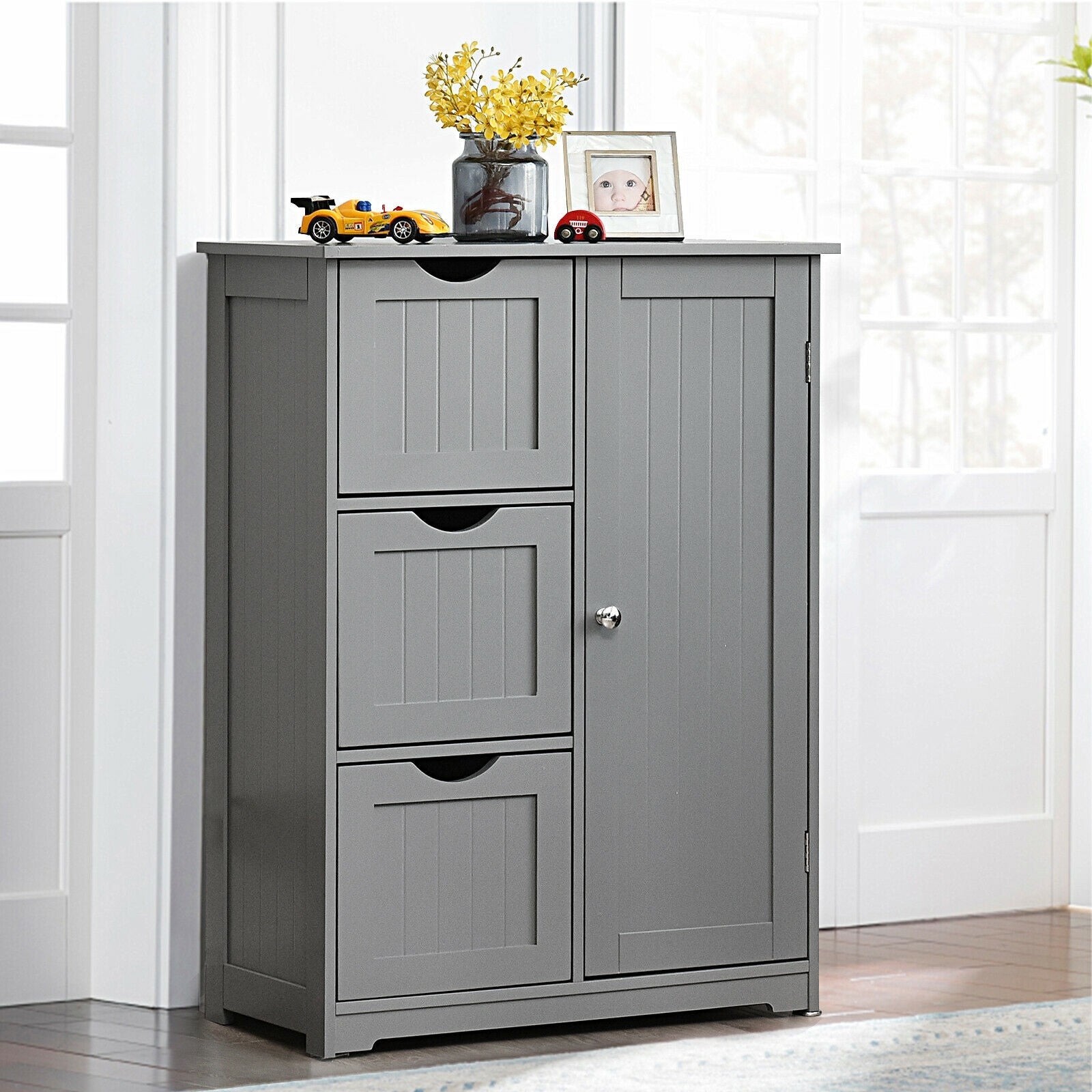 Bathroom Floor Cabinet, Wooden Storage Cabinet - Giantexus