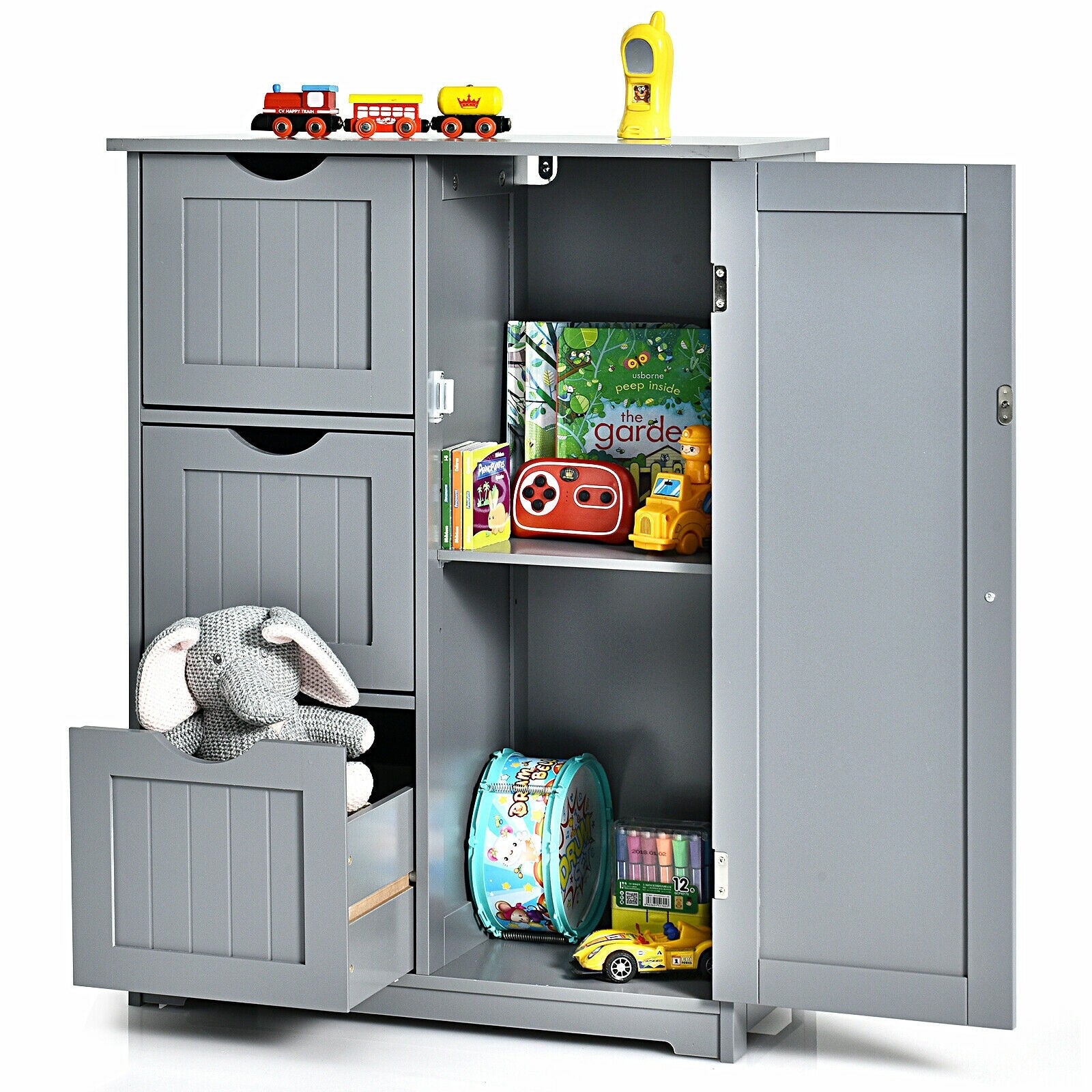 Bathroom Floor Cabinet, Wooden Storage Cabinet - Giantexus
