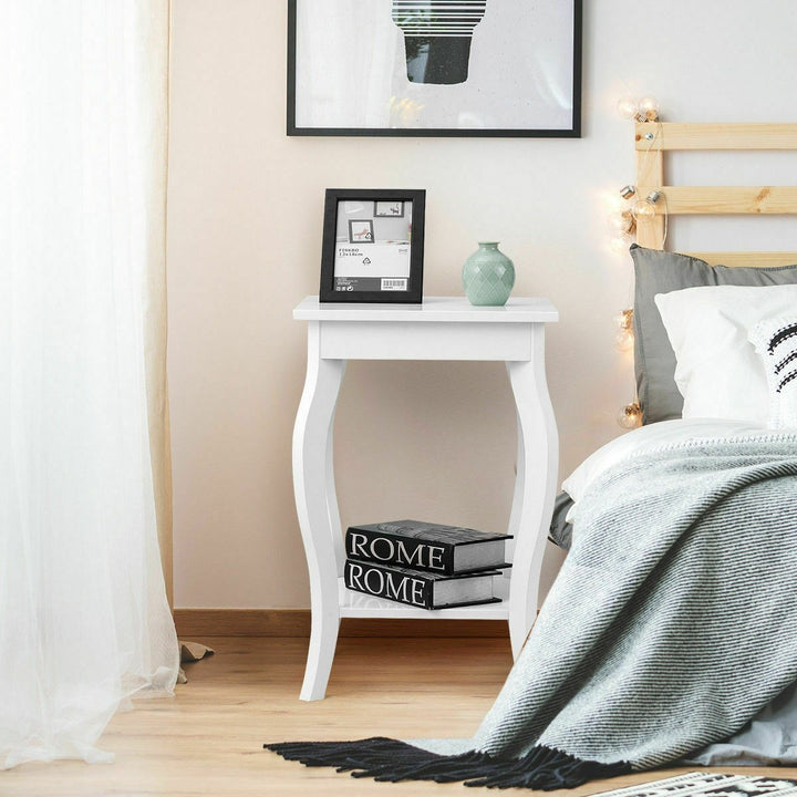 16" End Table W/Storage & Shelf Curved Legs Home Furniture for Living Room