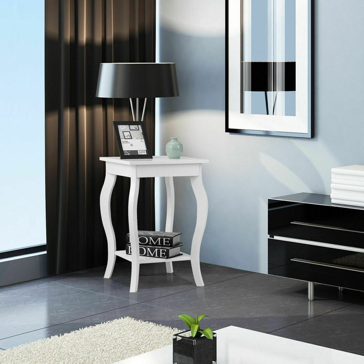 16" End Table W/Storage & Shelf Curved Legs Home Furniture for Living Room