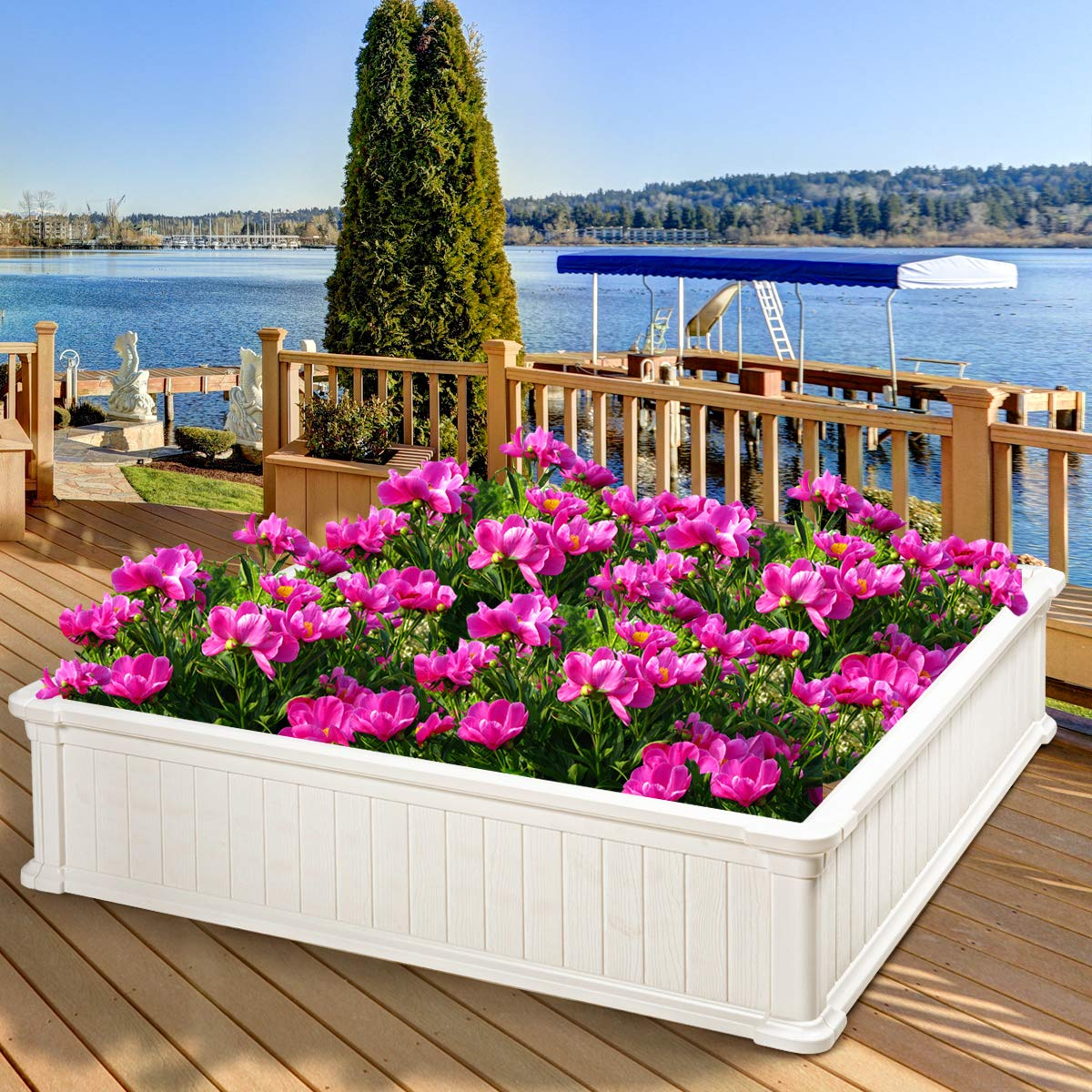 Planter for Flower Vegetables (48.5''Lx48.5''Wx12''H, Brown)
