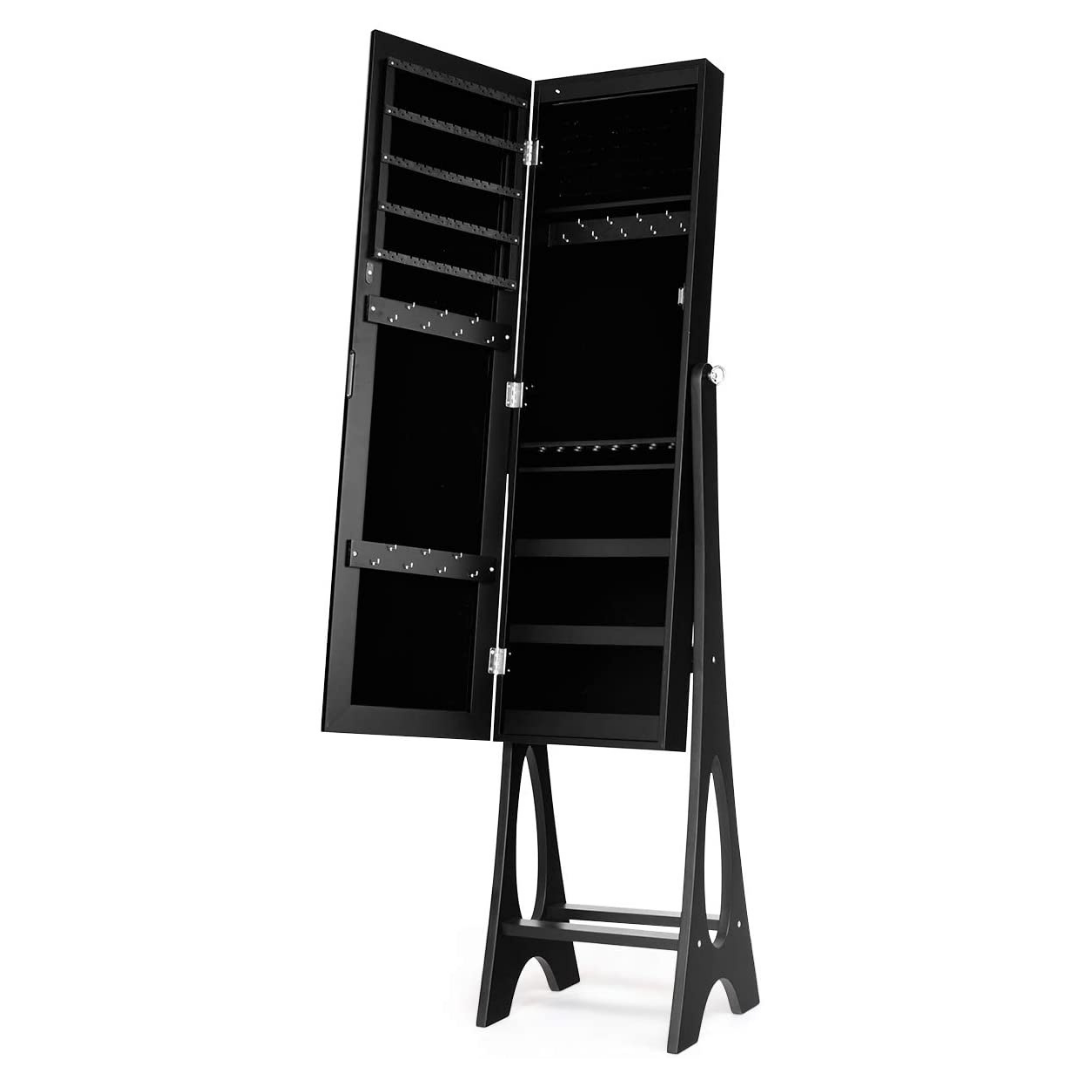 12 LEDs Jewelry Armoire Cabinet with Full-length Mirror - Giantex