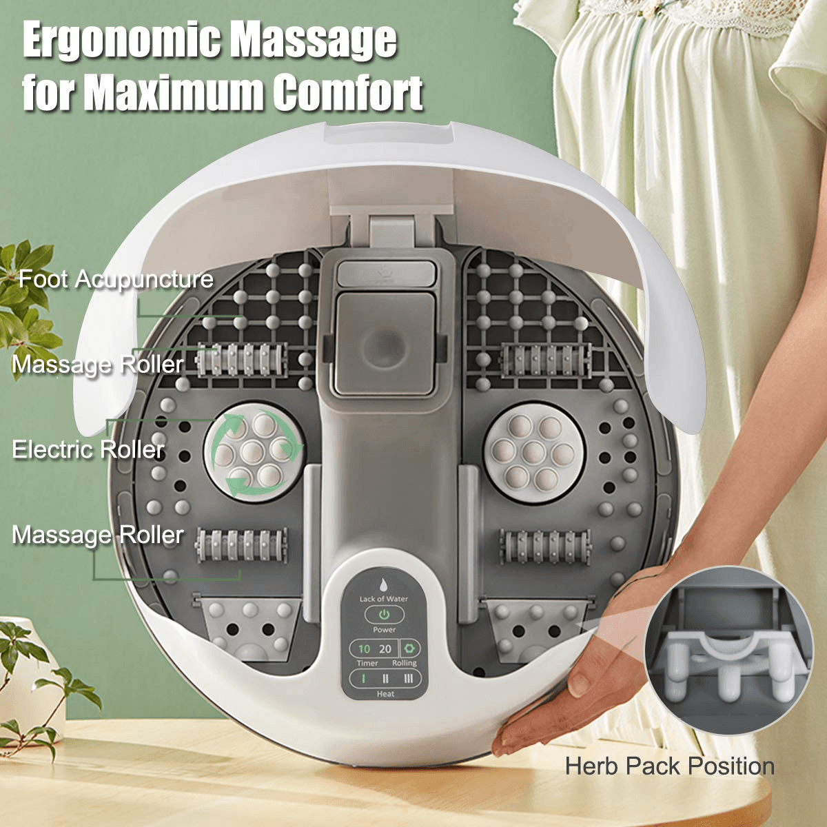 Giantex Steam Foot Spa Bath Massager w/3 Heat Levels, Pedicure Massage Rollers, Foot Spa Massager for Stress Relief (Brown/Gray) - Giantexus