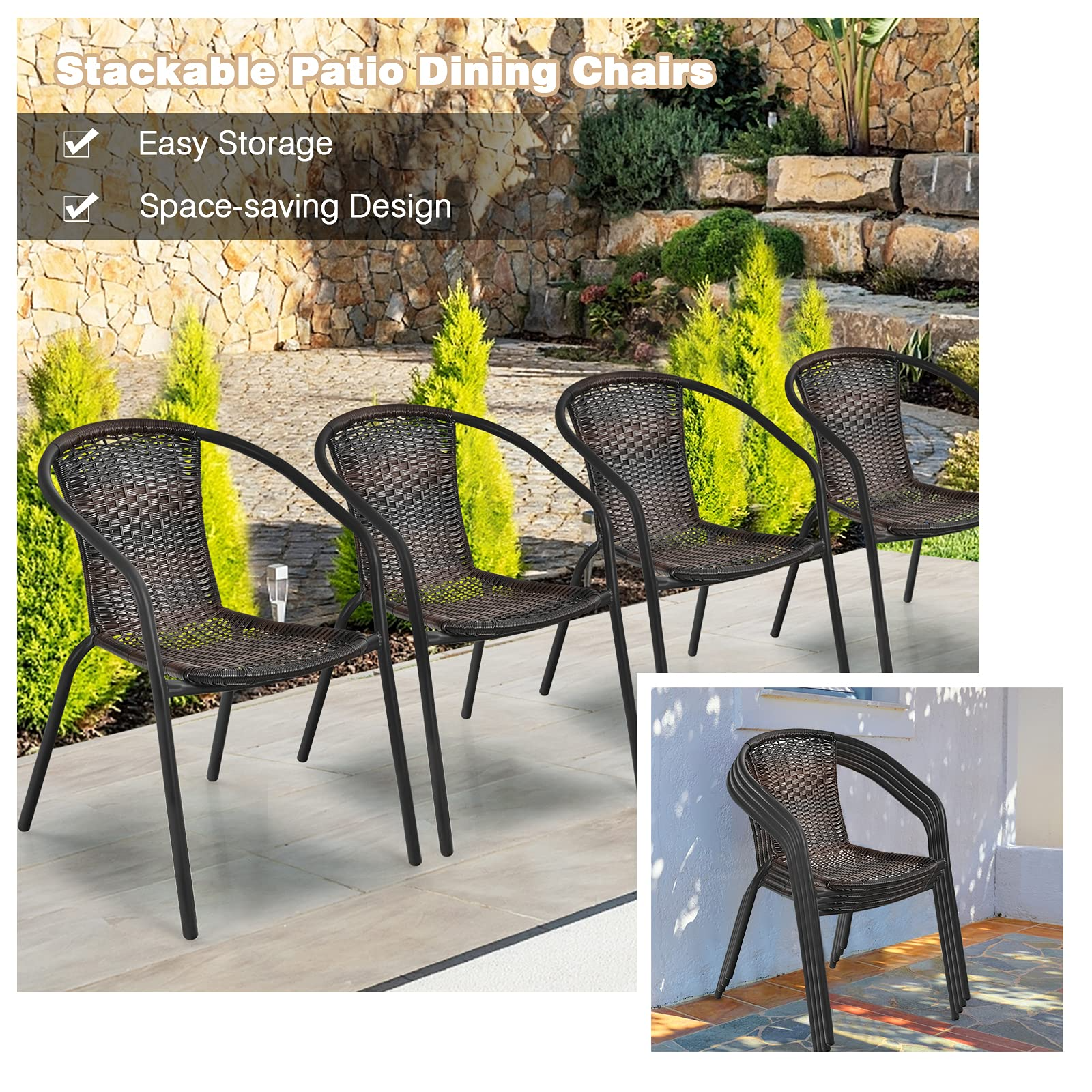 Giantex Outdoor Chairs Rattan Dining Chair