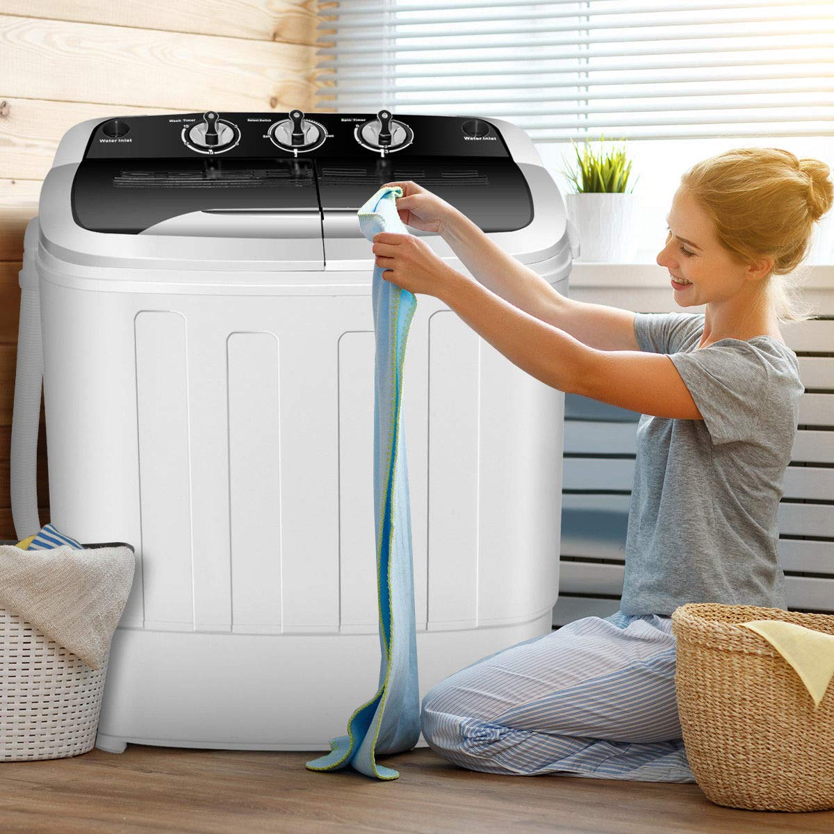 Giantex Portable Washing Machine, 2 in 1 Laundry Washer and Spinner Combo,  22lbs Capacity 13.2 lbs