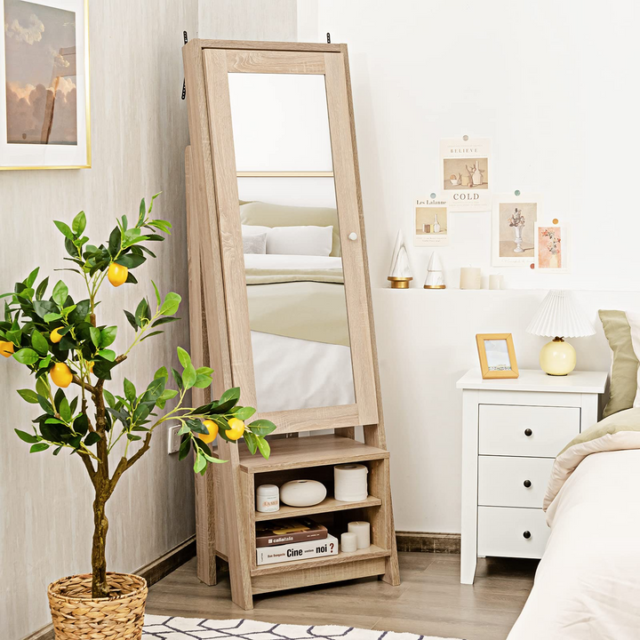 CHARMAID Large Jewelry Armoire Cabinet with Full Length Mirror