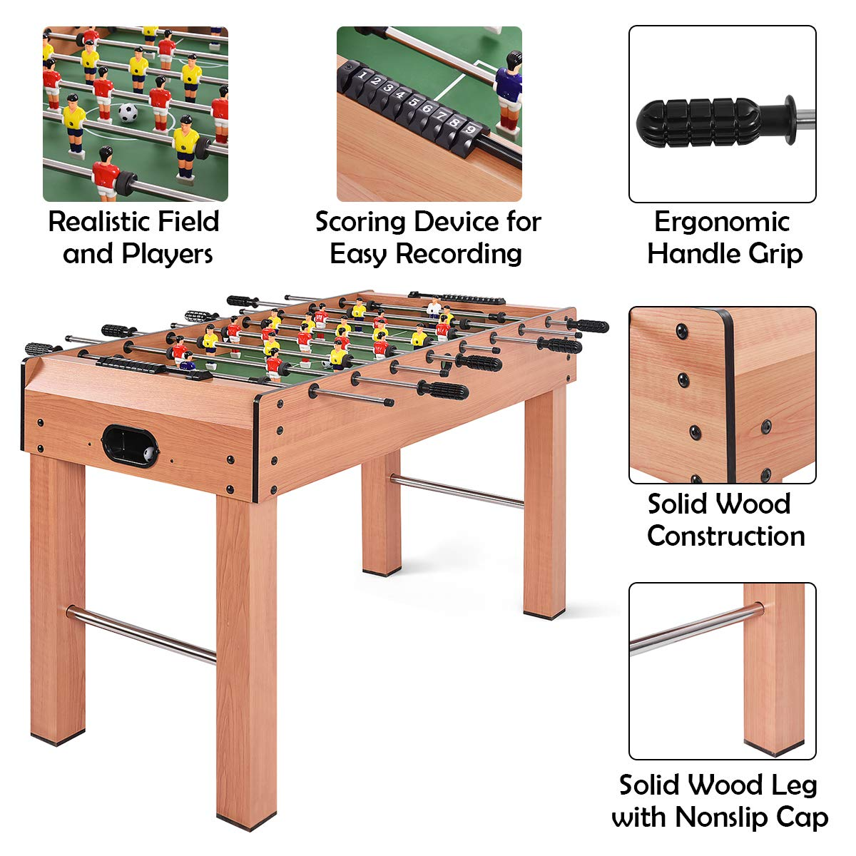 Giantex 48'' Wooden Soccer Table Game w/ Footballs
