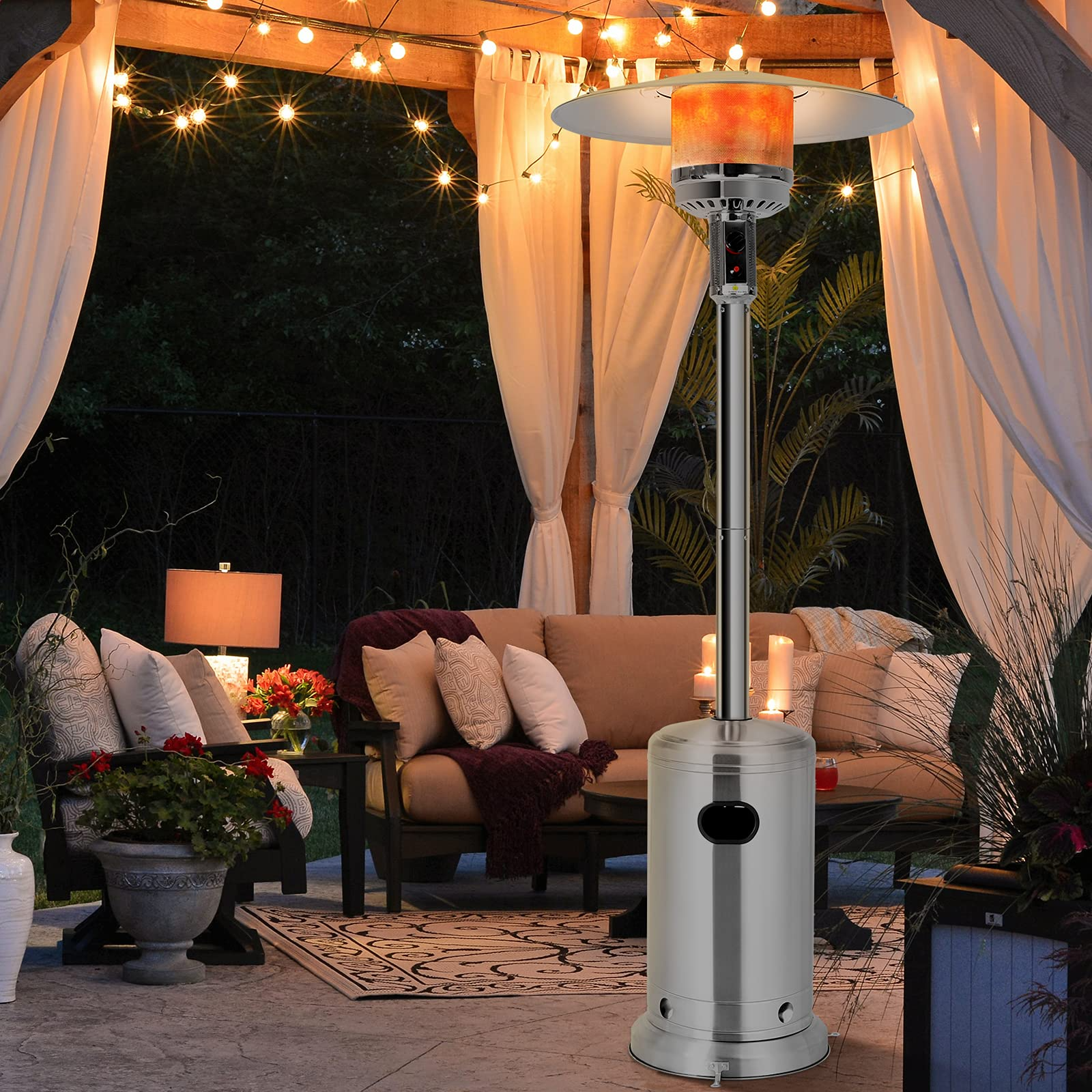 Giantex Patio Heaters for Outdoor Use, 48000 BTU Propane Outdoor Heaters with Wheels