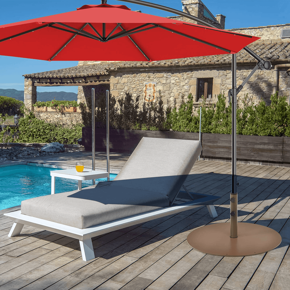 Giantex Patio Umbrella Base, 59 LBS Heavy-Duty Round Umbrella Stand, 29.5 Inch/Brown/Round - Giantexus