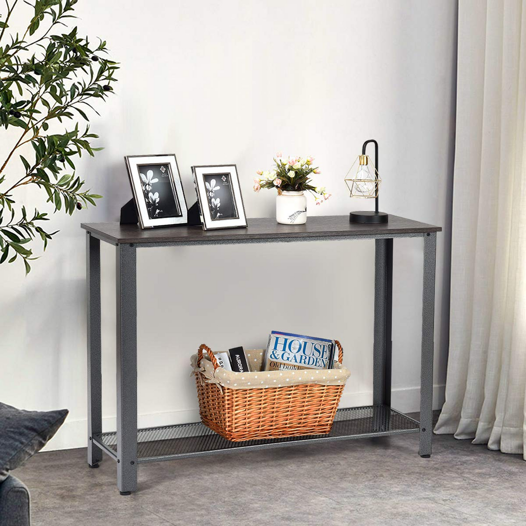 Giantex Console Sofa Table Wood W/Adjustable Feet and Storage Shelf