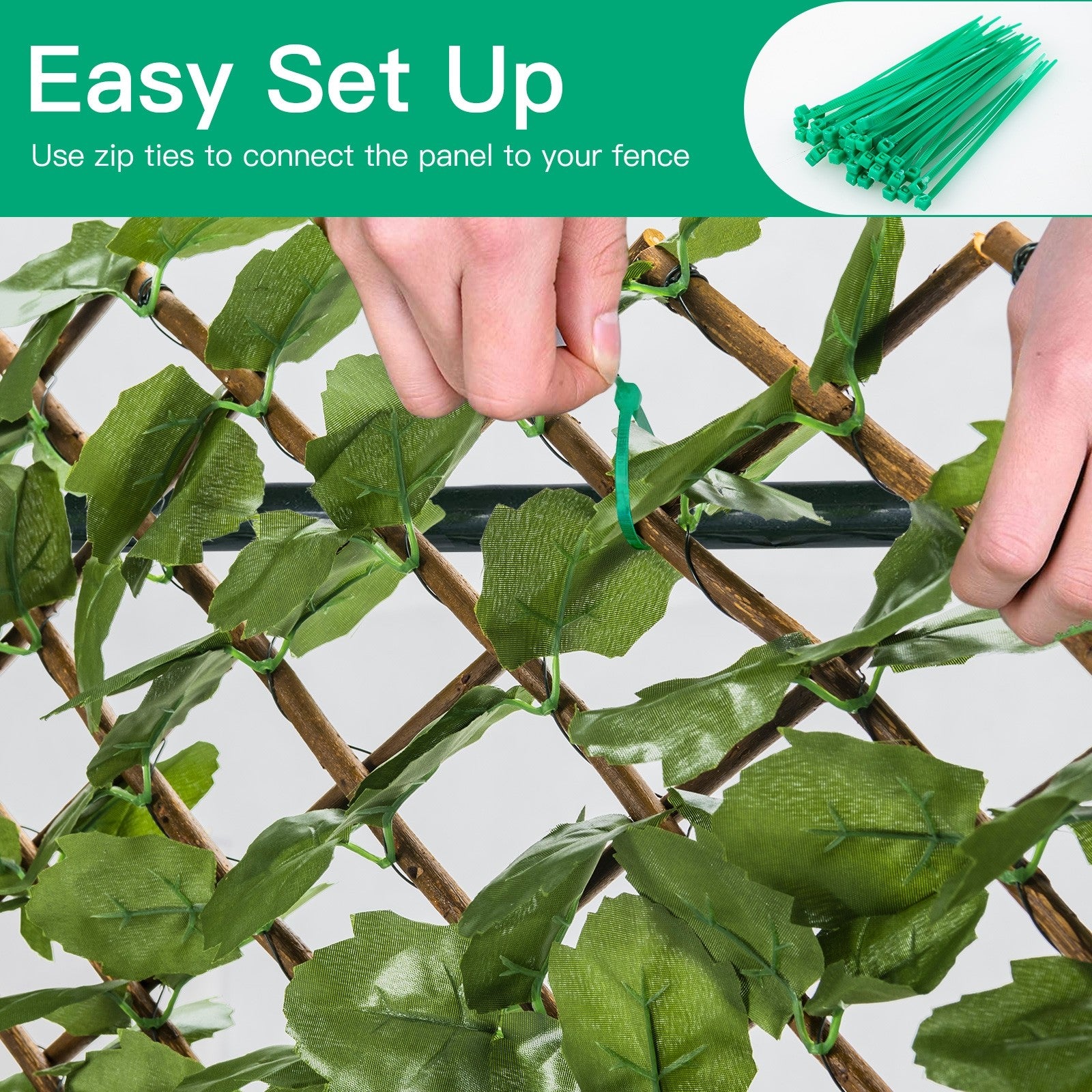 Giantex 3PCS Expandable Artificial Hedges Faux Ivy Leaves Fence