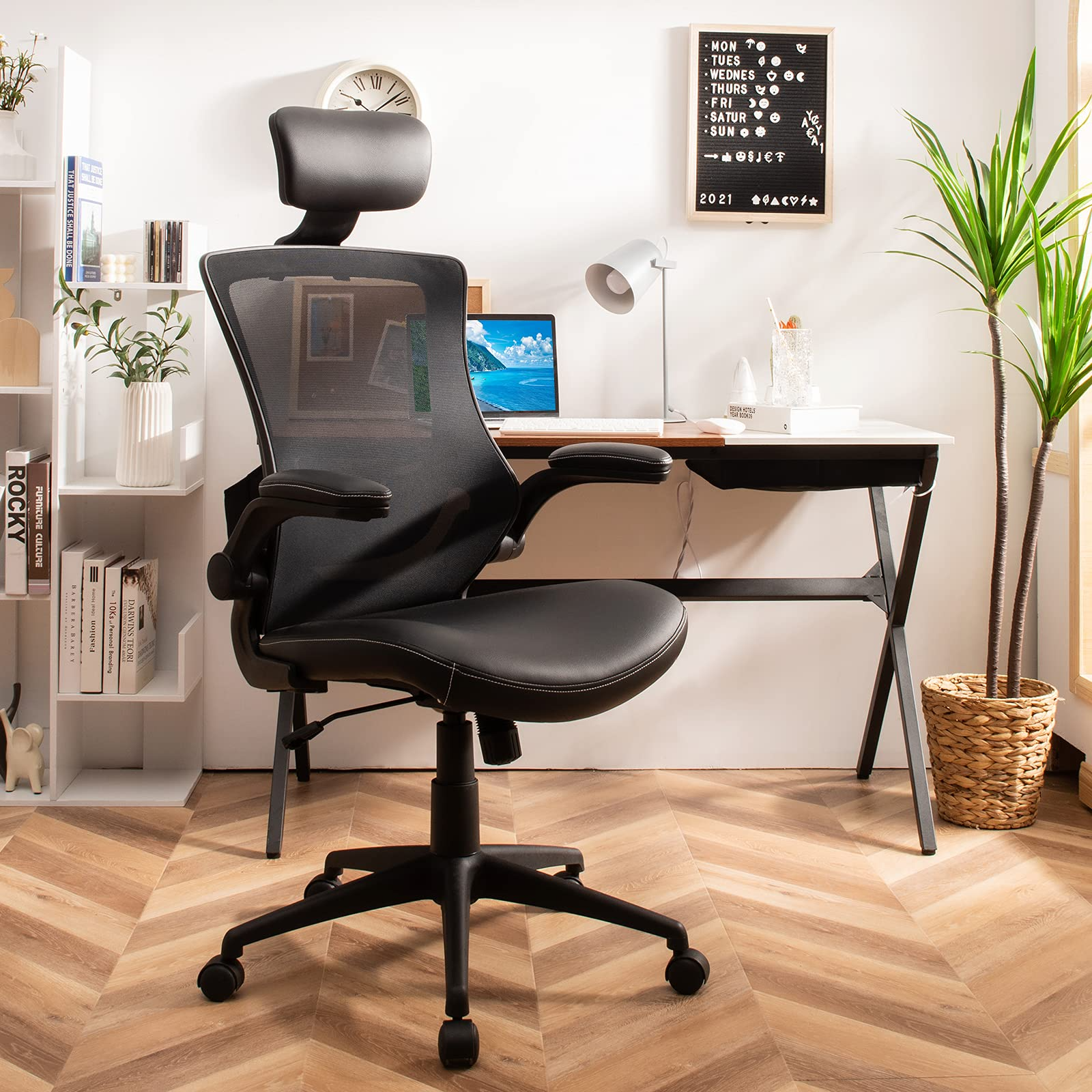 Giantex High Back Office Chair w/Flip up Armrest