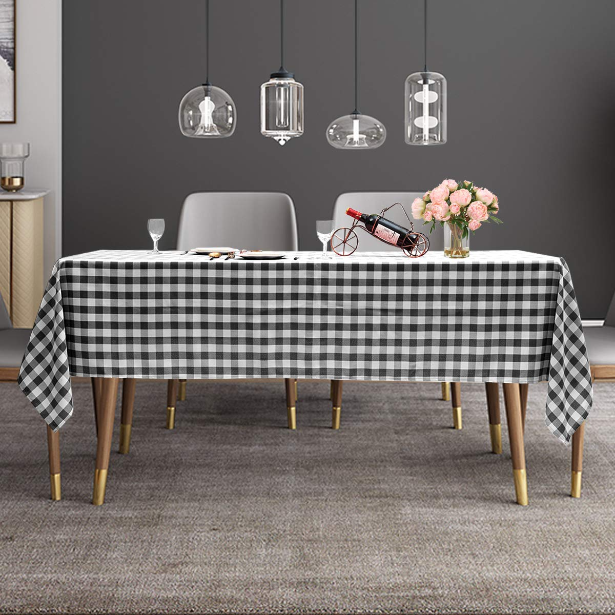 Giantex 10 Checkered Tablecloth Rectangle |60"X102", Stain Resistant, Wrinkle Resistant and Spill Proof Gingham Table Cloths