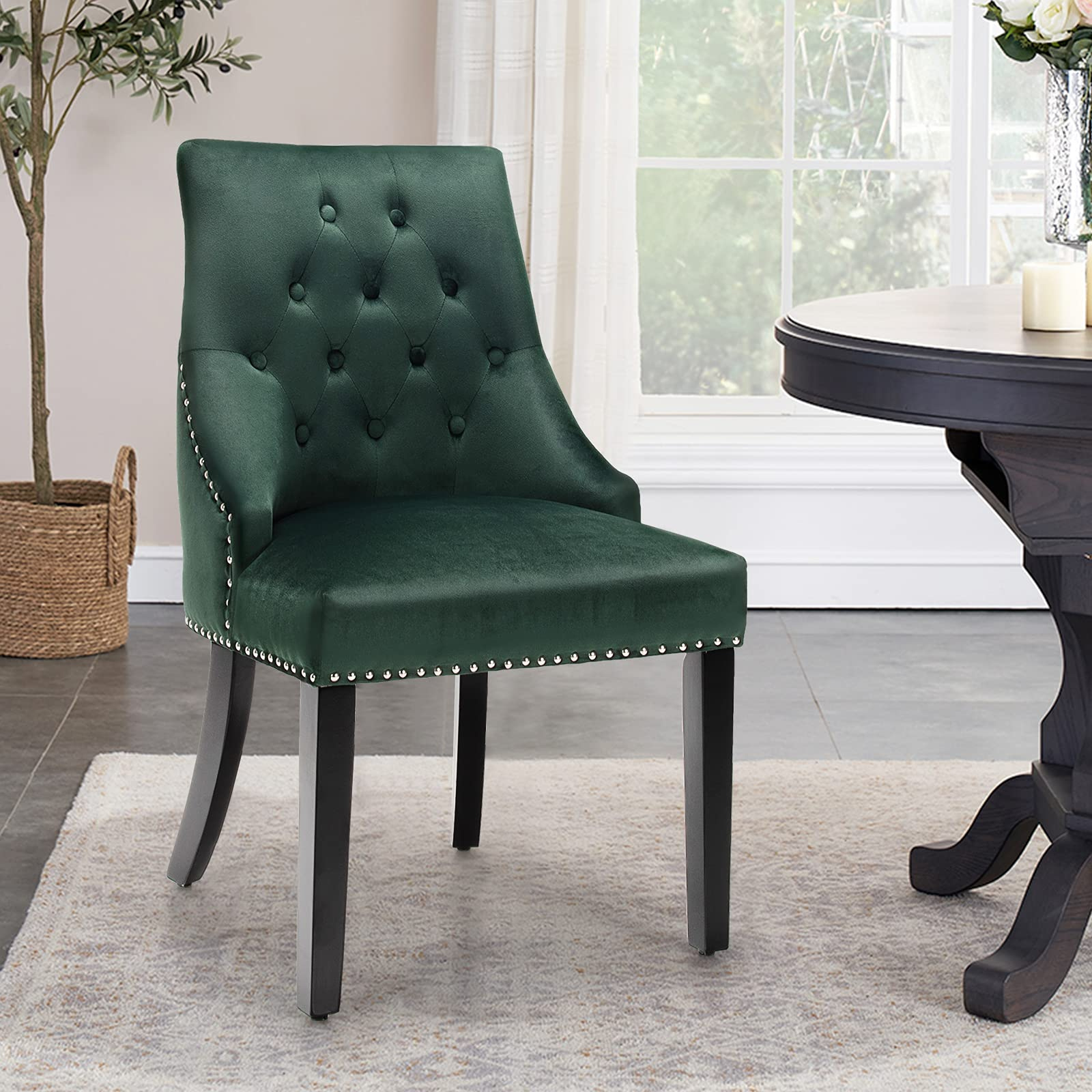 Dining Chairs, Button-Tufted Velvet Side Chair - Giantex
