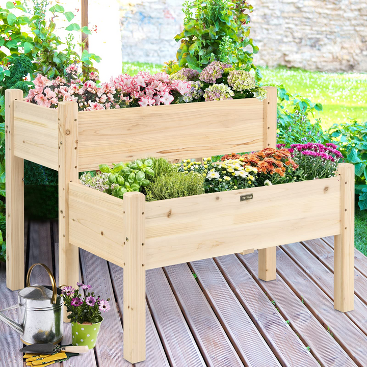 Set of 2 Raised Garden Bed, 34" x 33.5" x 28.5" (L x W x H)