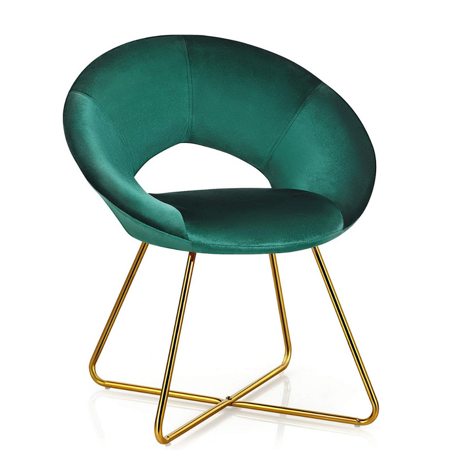 Modern Velvet Accent Chair, Comfy Cute Upholstered Vanity Desk Chair - Giantexus