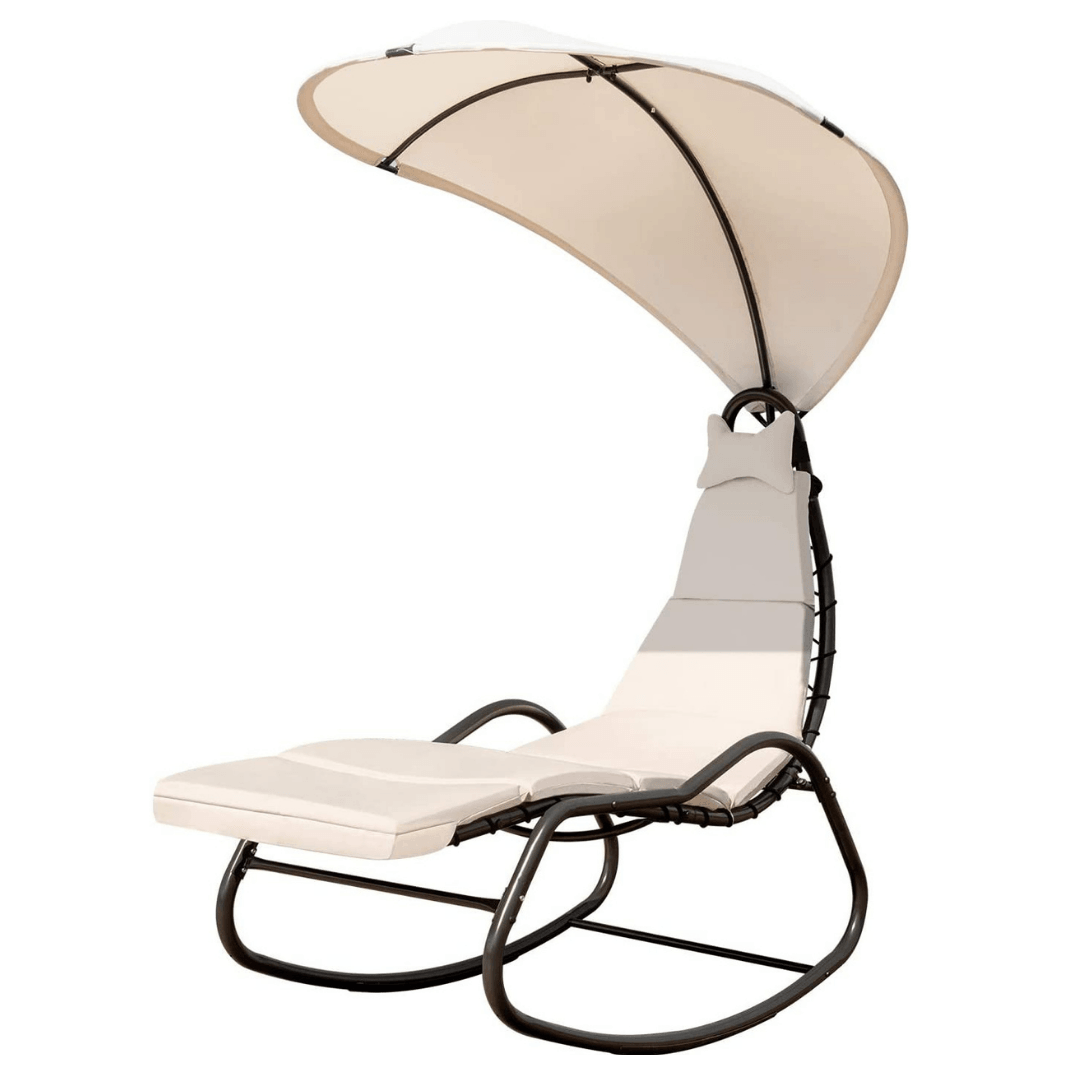 Chaise Lounge Swing Chair, Outdoor Hammock with Stand and Canopy - Giantexus