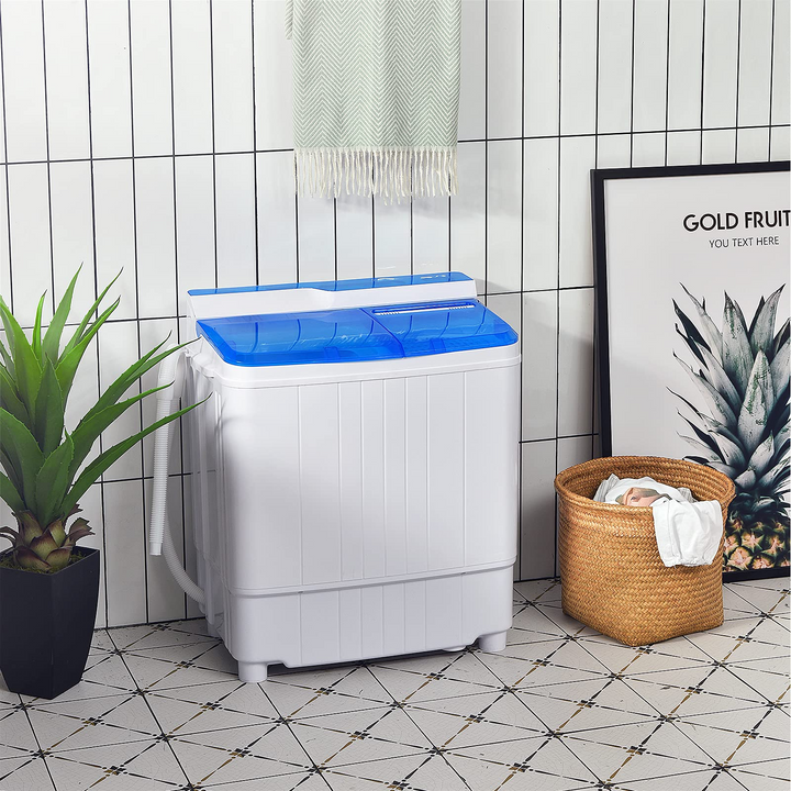 Semi-Automatic Wash and Spin Cycle for Apartment Dorm Camping RV (blue)
