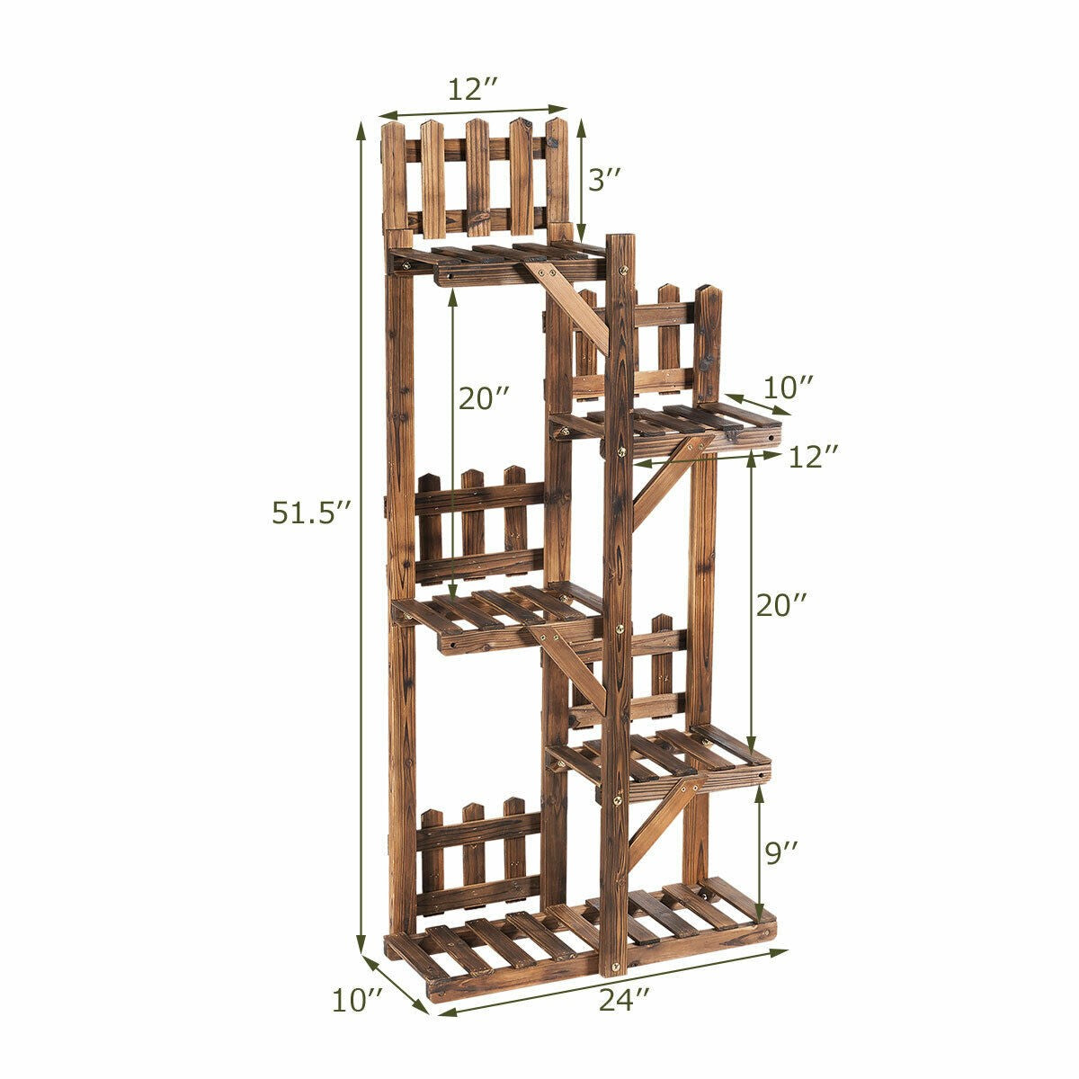 Giantex Wood Plant Stand Rack 5 Tier 6 Potted