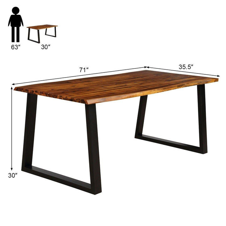 Rectangular Acacia Wood Dining Table Rustic Indoor &Outdoor Furniture - Giantexus