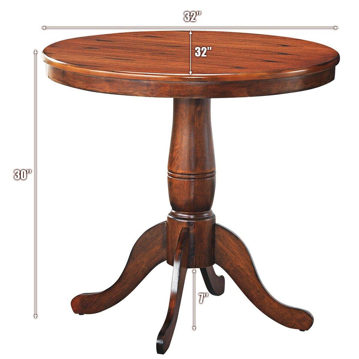 Table 30" Wooden Round Pub Pedestal Side Table (30 Inch) - Giantexus