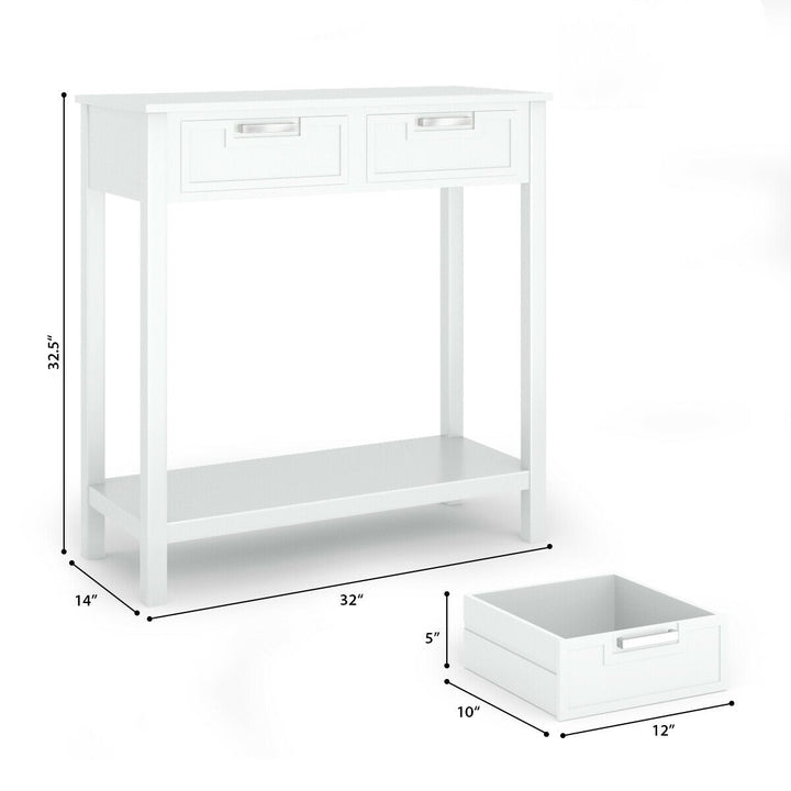 Console Sofa Table with 2 Drawers and Bottom Shelf