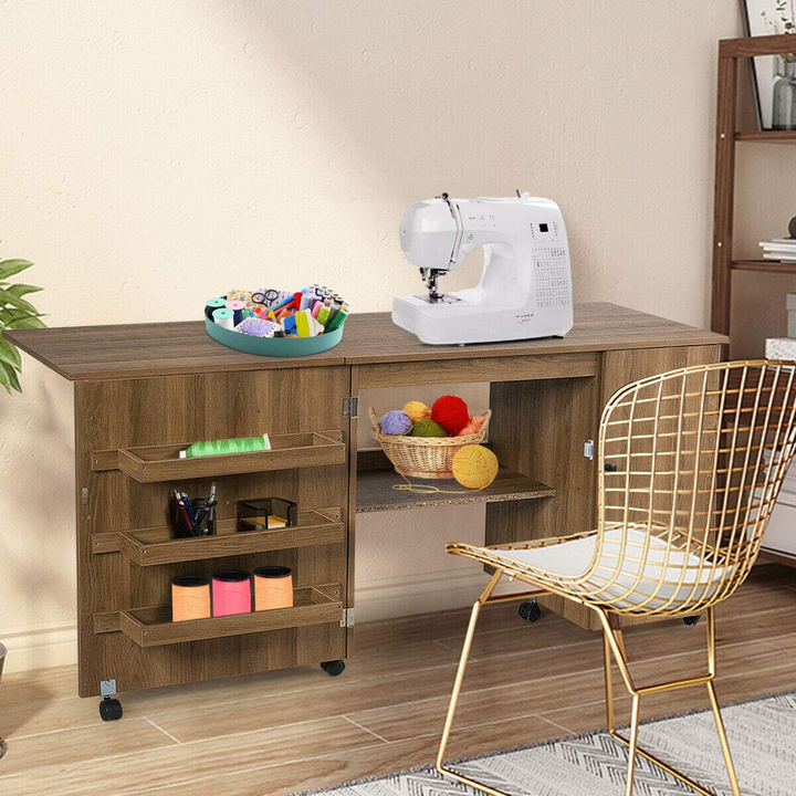 Giantex Folding Sewing Table, Large Sewing Craft Cart ( 62.5''x20''x29'')