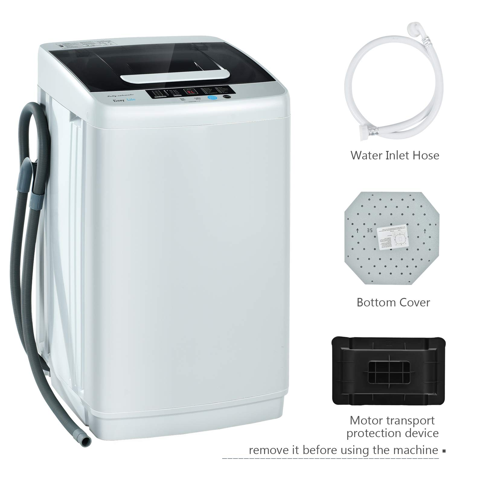 Giantex Full-Automatic Washing Machine Portable Compact 1.34 Cu.ft Laundry  Washer Spin with Drain Pump, 10 programs 8 Water Level Selections with LED