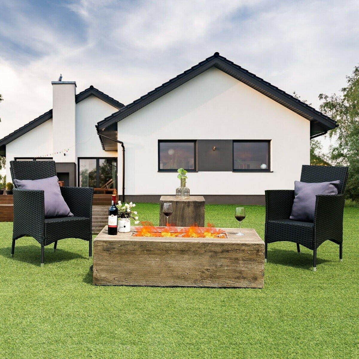 2-Piece Propane Fire Pit Table Set with 20 Gallon Tank Side Table - Giantexus