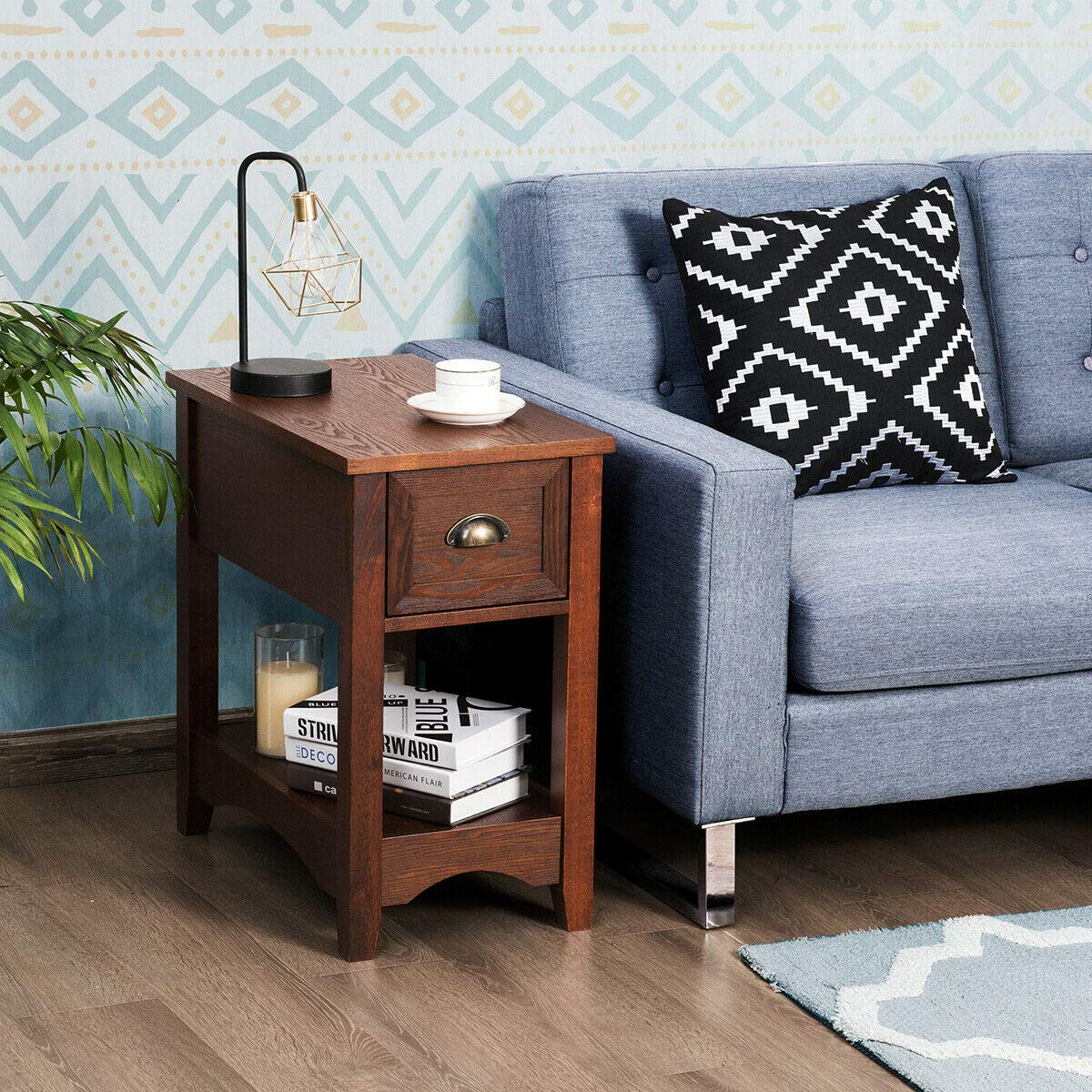 Chair Side End Table with Drawer - Giantexus