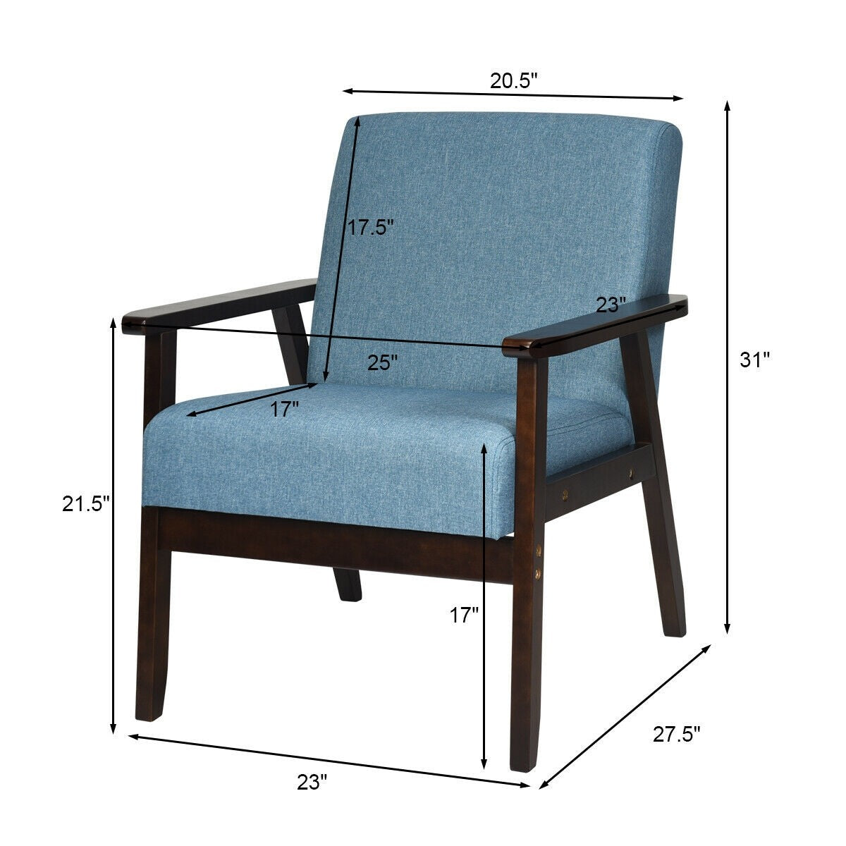 Mid-Century Modern Accent Chair for Living Room - Giantexus
