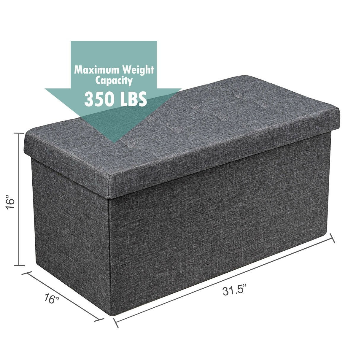 Storage Ottoman Footrest 31.5 Inch Fold-able Toy Organizers