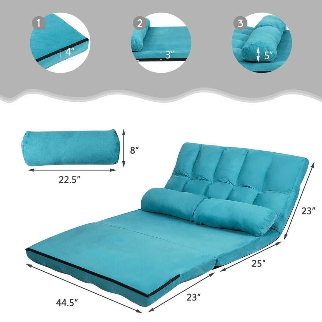 Adjustable Floor Sofa, Foldable Lazy Sofa Sleeper Bed 6-Position Adjustable,2 Pillows - Giantexus